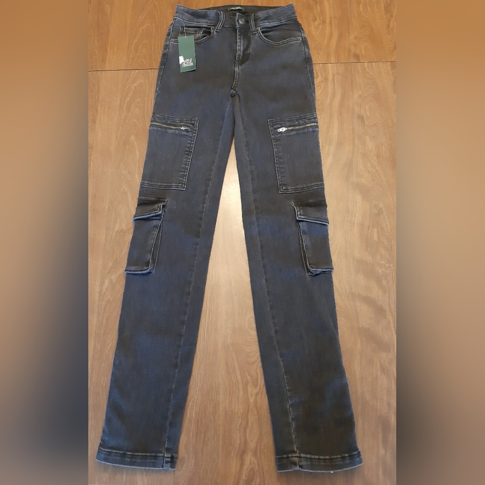 Wild Fable Women's Black Wash Cargo Jeans Size 00